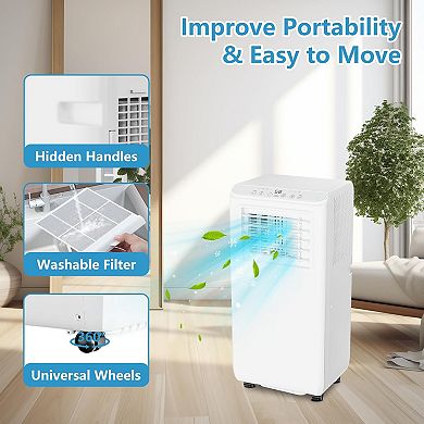 8000 BTU 3-in-1 Portable AC - Cools 350 Sq.Ft, Quiet with Remote Control & Timer