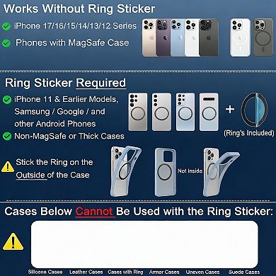 Upgraded Magnetic Car Phone Mount 360° Rotation for MagSafe & Android