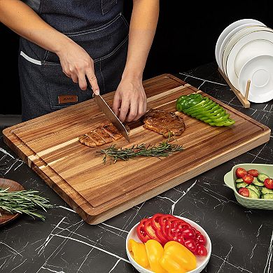 Wooden Cutting Boards for Kitchen, With Juice Groove and Side Handle