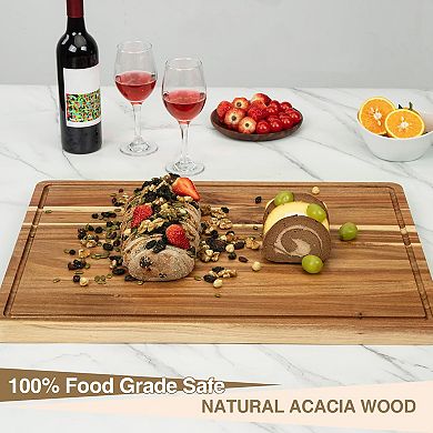 Wooden Cutting Boards for Kitchen, With Juice Groove and Side Handle