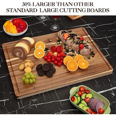 Wooden Cutting Boards for Kitchen, With Juice Groove and Side Handle