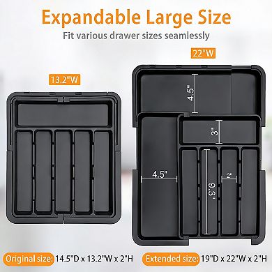 Expandable Silverware Organizer with Knife Blocks - 9 Compartments