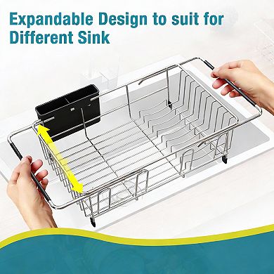 Expandable Stainless Steel Dish Rack for Countertop, In-Sink, Over-Sink