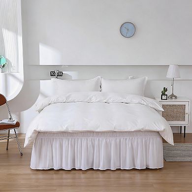 Microfiber Bed Skirt Elastic Side 16" Drop White - Queen/King