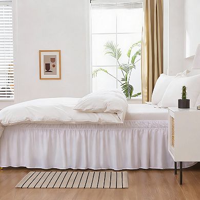 Microfiber Bed Skirt Elastic Side 16" Drop White - Queen/King
