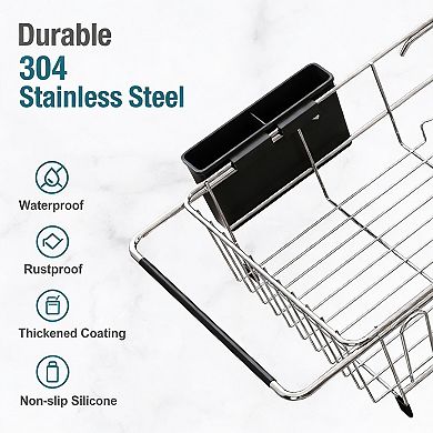 Expandable Stainless Steel Dish Rack for Small Kitchens - In-Sink, Over-Sink, or Countertop
