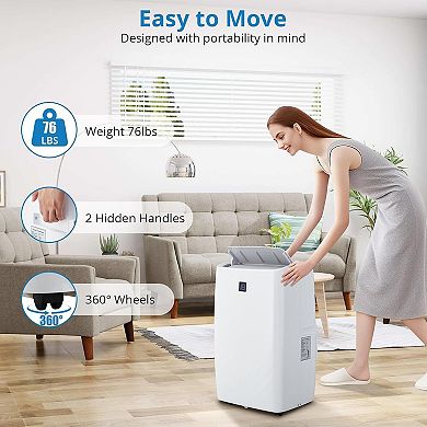 14,000 BTU 4-in-1 Portable AC for 750 Sq.Ft - Quiet with Remote, Sleep Mode, Timer & Window Kit