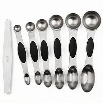 Magnetic Measuring Spoons Set: Stainless Steel, Dual-Headed, Stackable