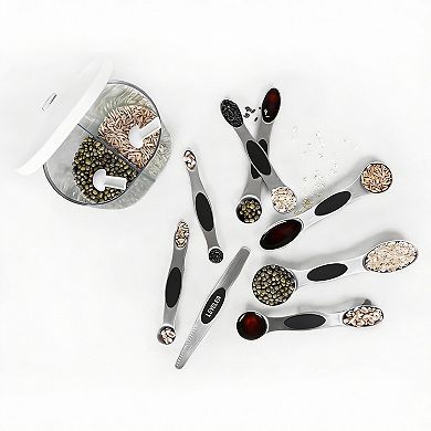 Magnetic Measuring Spoons Set: Stainless Steel, Dual-Headed, Stackable