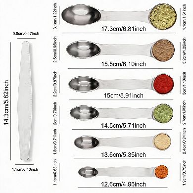 Magnetic Measuring Spoons Set: Stainless Steel, Dual-Headed, Stackable