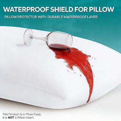 2-Pack Standard Size Pillow Protectors Waterproof Zippered Dust Mite Proof