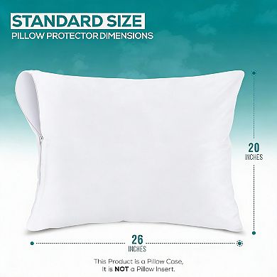 2-Pack Standard Size Pillow Protectors Waterproof Zippered Dust Mite Proof