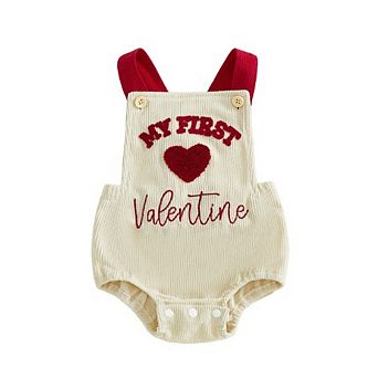 Baby Gender Neutral My First Valentine Corduroy Romper