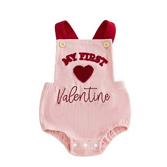 Baby Gender Neutral My First Valentine Corduroy Romper