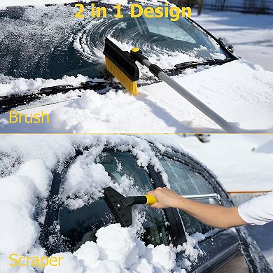 30-43" Snow Brush with Built-in Squeegee & Ice Scraper Scratch-Free Bristles
