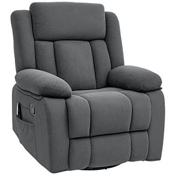 HOMCOM Massage Recliner Chair with Heat, Swivel Rocker with Footrest