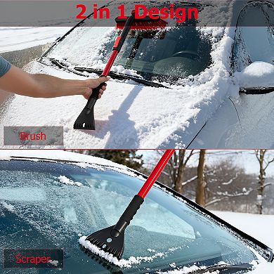 30-40" Extendable Aluminum Snow Brush & Ice Scraper with Scratch-Free Bristles