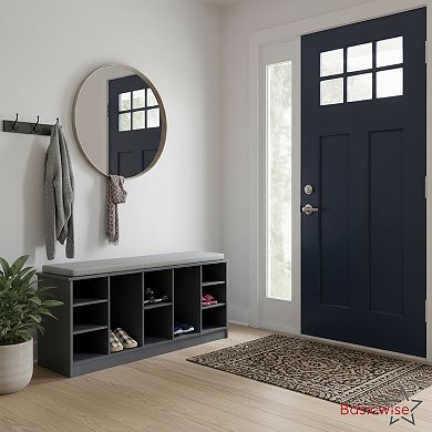 Multi-Purpose Wooden Shoe Storage Bench Cushioned Seat Open Cubby Compartments