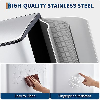 Dual Step-on Trash Can,16Gal(2x8Gal)Stainless Steel Kitchen Garbage Can with Lid,Inner Bucket