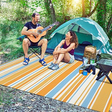 Modern Geometric Outdoor Mat Reversible Stain Resistant & Portable for Road Trips and Picnics