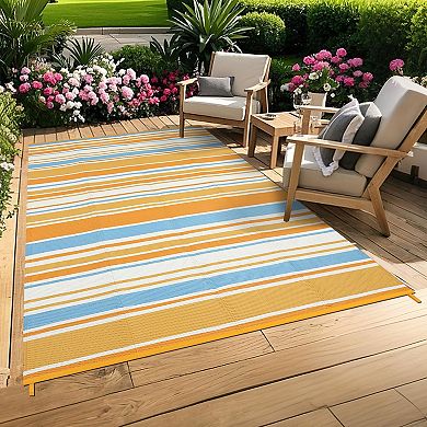 Modern Geometric Outdoor Mat Reversible Stain Resistant & Portable for Road Trips and Picnics