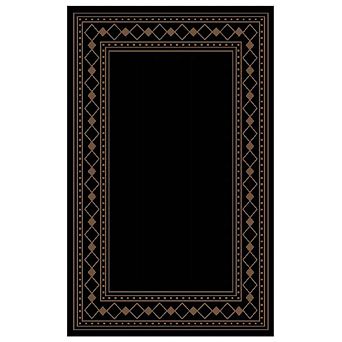 Modern Diamond Double Frame UV Resistant Woven Washable Reversible Outdoor Area Rug