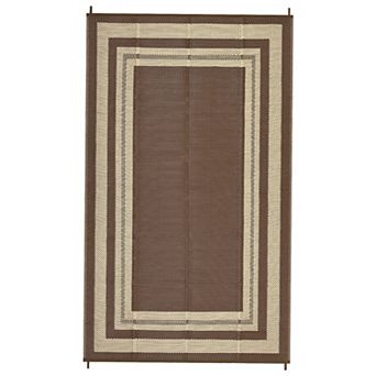 Modern Bordered Woven Washable Outdoor Rug Reversible Breathable Portable Mat for RV Trip