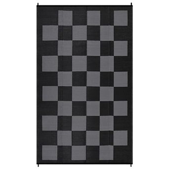Modern Checkerboard Outdoor Area Rug Stain Resistant Waterproof Reversible Mat for Beach Vacation