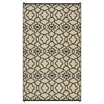 Modern Floral Geometric Outdoor Area Rug Stain Resistant Waterproof Carpet for Balcony Picnic