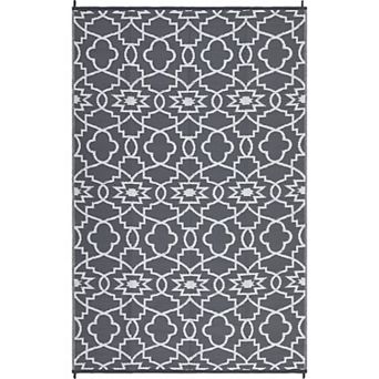 Modern Floral Geometric Outdoor Area Rug Stain Resistant Waterproof Carpet for Balcony Picnic