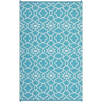 Modern Floral Geometric Outdoor Area Rug Stain Resistant Waterproof Carpet for Balcony Picnic