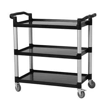 360 LBS Capacity Heavy Duty Service Cart w/Locking Wheels, 3-Shelf Commercial Rolling Utility Cart