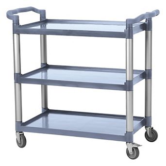 360 LBS Capacity Heavy Duty Service Cart w/Locking Wheels, 3-Shelf Commercial Rolling Utility Cart