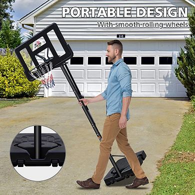 ELEMENT ACE Adjustable Portable Basketball Hoop with Shatter-Proof Backboard and Fillable Base