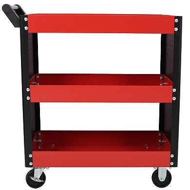 ELEMENT ACE Heavy-Duty Three-Tier Rolling Utility Cart with Locking Casters and Pegboard Storage