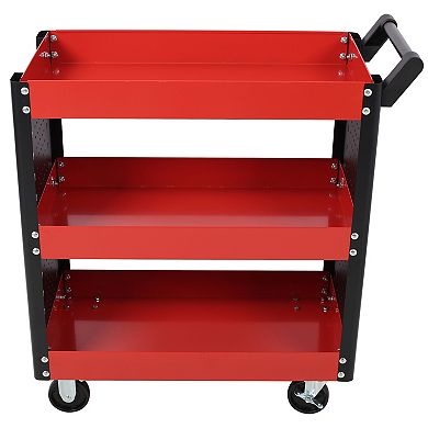 ELEMENT ACE Heavy-Duty Three-Tier Rolling Utility Cart with Locking Casters and Pegboard Storage
