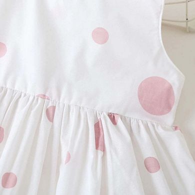 Polka Dot Pattern Sleeveless Round Collar Dress With Bow