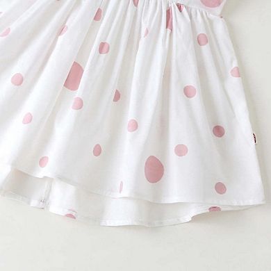 Polka Dot Pattern Sleeveless Round Collar Dress With Bow