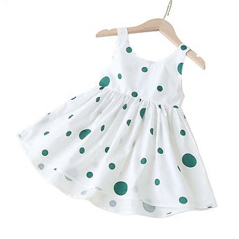 Polka Dot Pattern Sleeveless Round Collar Dress With Bow