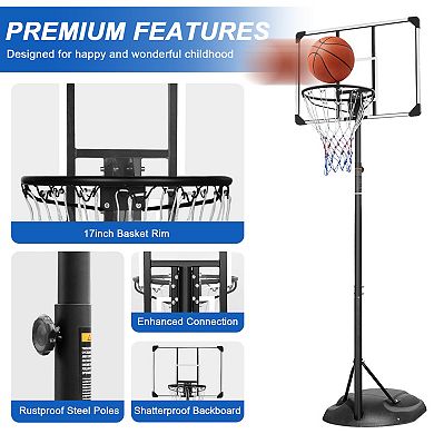ELEMENT ACE Height-Adjustable Portable Basketball Hoop with Wheels and Durable Backboard