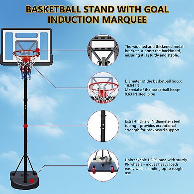 ELEMENT ACE Adjustable Height Portable Basketball Hoop System with Rebound Backboard for Youth