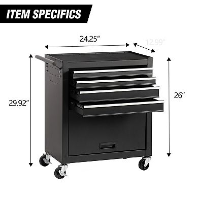 ELEMENT ACE Heavy-Duty Rolling Tool Chest Cabinet with Four Drawers and Locking Casters for Workshop