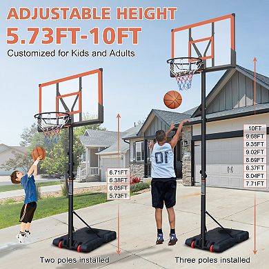 ELEMENT ACE Height Adjustable Portable Basketball Goal System with Wheels and Shatterproof Backboard