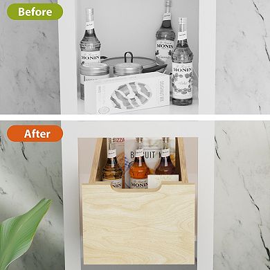 ELEMENT ACE Hard Close Pull Out Cabinet Organizer Drawer with Full Extension Slide Out Wood Shelves