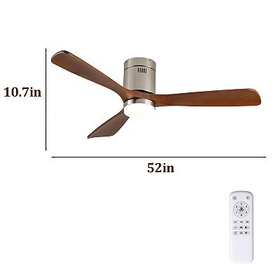 ELEMENT ACE 52" Flush Mount Ceiling Fan with LED Light & Remote for Indoor Spaces