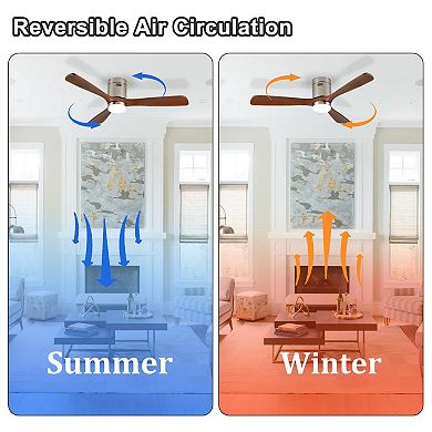 ELEMENT ACE 52" Flush Mount Ceiling Fan with LED Light & Remote for Indoor Spaces