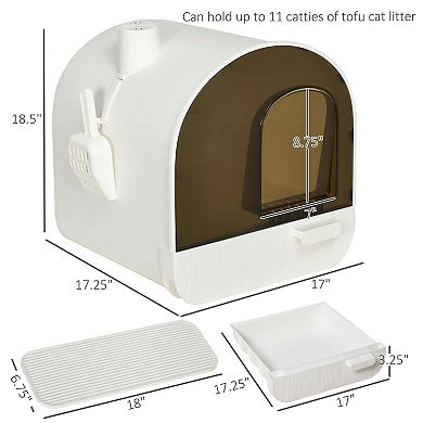 ELEMENT ACE Enclosed Cat Litter Box with Privacy Hood, Removable Tray, and Odor Control Filter