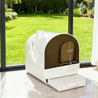 ELEMENT ACE Enclosed Cat Litter Box with Privacy Hood, Removable Tray, and Odor Control Filter