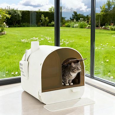 ELEMENT ACE Enclosed Cat Litter Box with Privacy Hood, Removable Tray, and Odor Control Filter