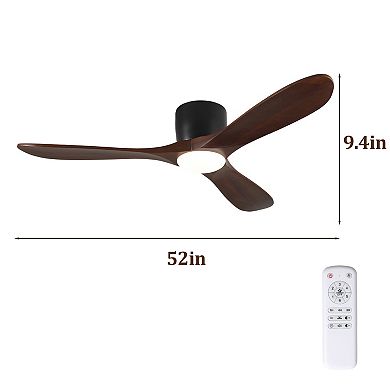 ELEMENT ACE 52-Inch Flush Mount Ceiling Fan with Integrated LED Light and Remote Control